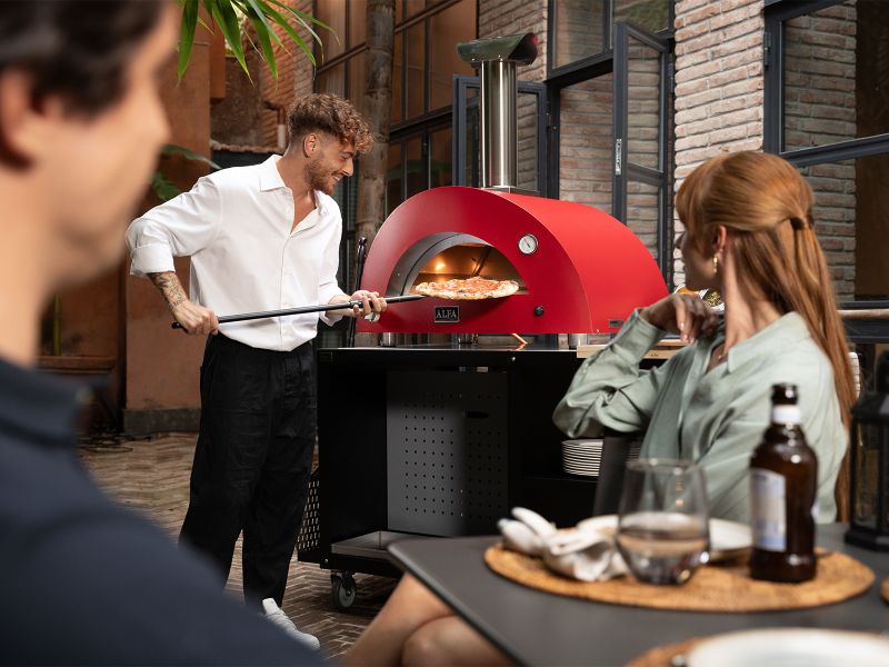 Alfa Moderno 2 Pizze 38-Inch Gas Pizza Oven - Ruby Red