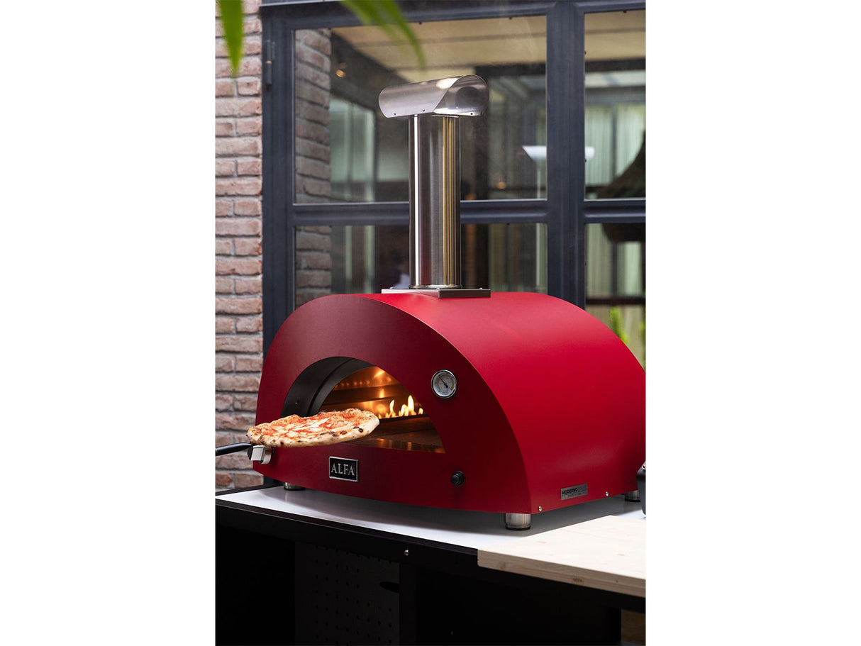 Alfa Moderno 3 Pizze 43-Inch Outdoor Gas Pizza Oven - Ruby Red