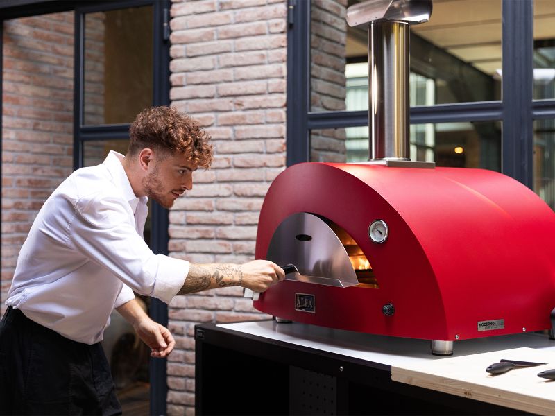 Alfa Moderno 2 Pizze 38-Inch Gas Pizza Oven - Ruby Red