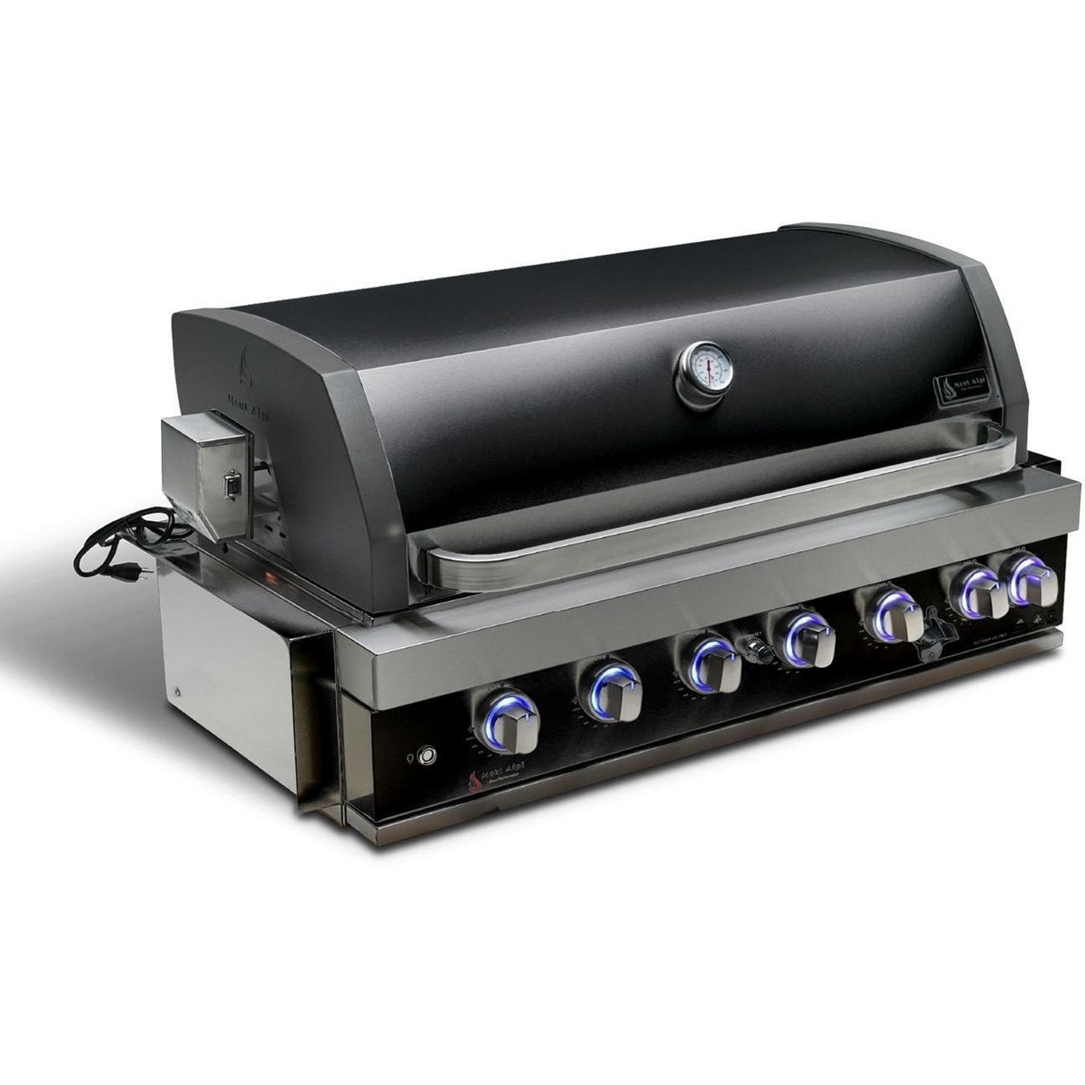 Mont Alpi 6-Burner Black Stainless Steel Gas Grill W/ 6.5FT Outdoor Kitchen Island Grill & Refrigerator - MA805-AWBSS