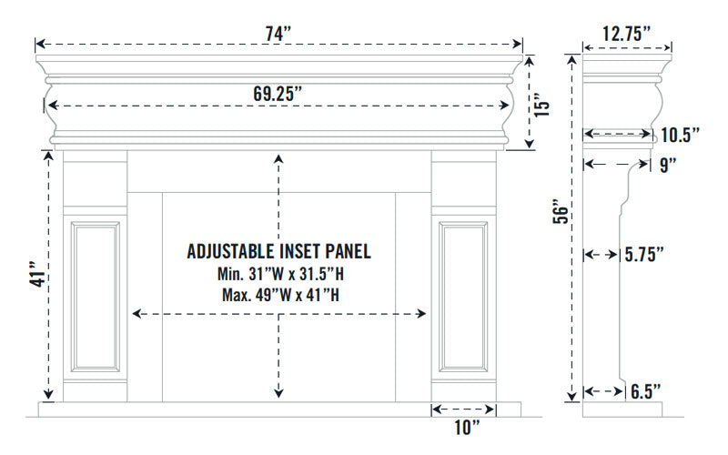 Omega Mantels Fireplace Mantel Surround (Cast Stone) 1106.511 GS