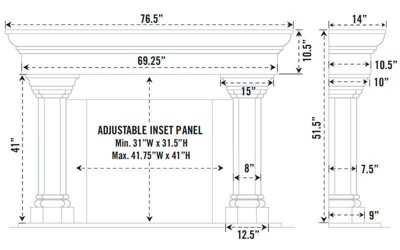 Omega Fireplace Mantel Surround (Cast Stone) 1147.555 GS