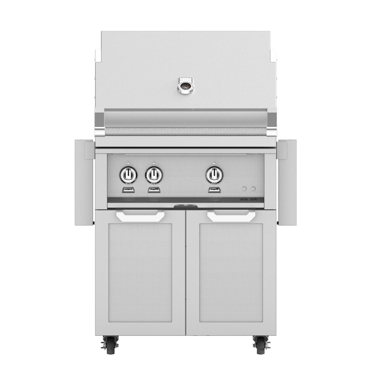 Hestan 30-Inch Propane Gas Grill W/ Sear Burner & Rotisserie On Double Door Tower Cart