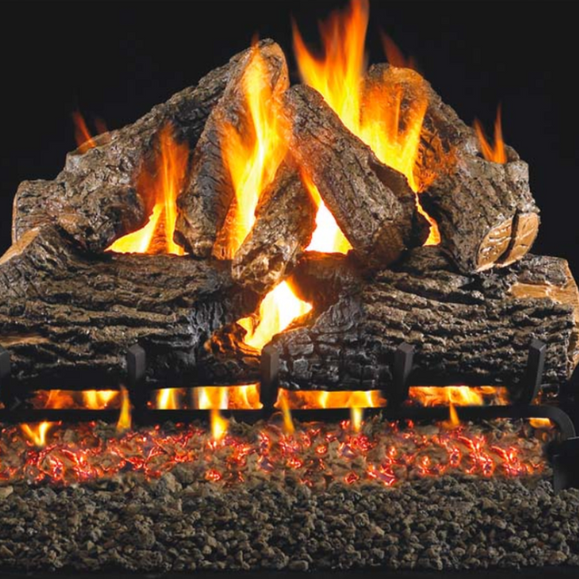 Real Fyre Burnt Rustic Oak Log Set with G46 ANSI Certified Burner System