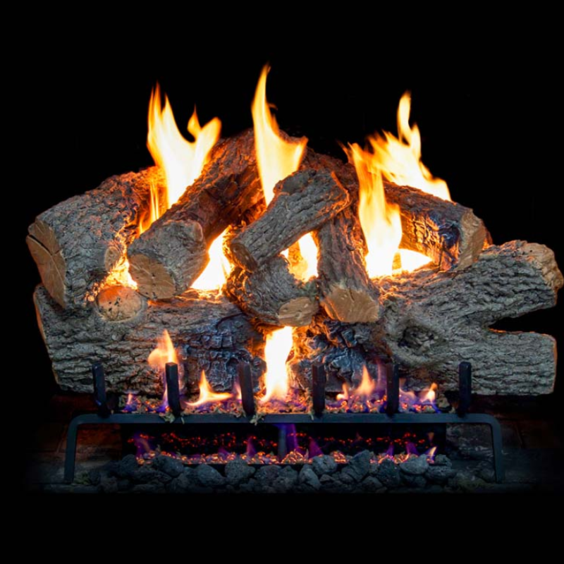 Real Fyre Charred Royal English Oak Gas Log Set with 3-Tiered G31 Burner System