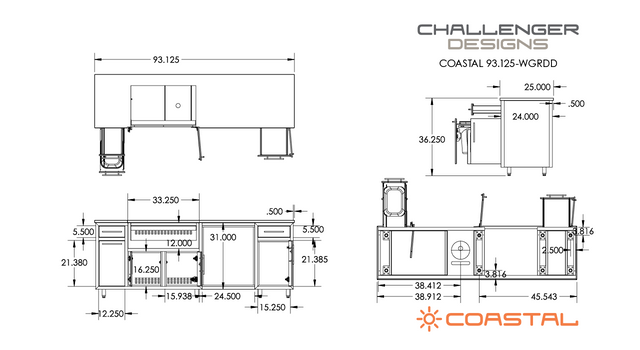 Challenger Coastal 8 Foot Outdoor Kitchen Island with Blaze 32" Grill & Refrigerator Pre-Assembled