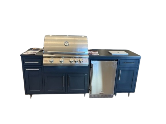 Challenger Coastal 8 Foot Outdoor Kitchen Island with Blaze 32" Grill & Refrigerator Pre-Assembled