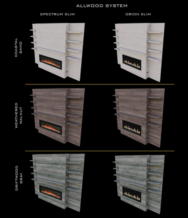 Modern Flames Allwood Media Side Wall System for Orion Slim 60" Virtual Electric Fireplace