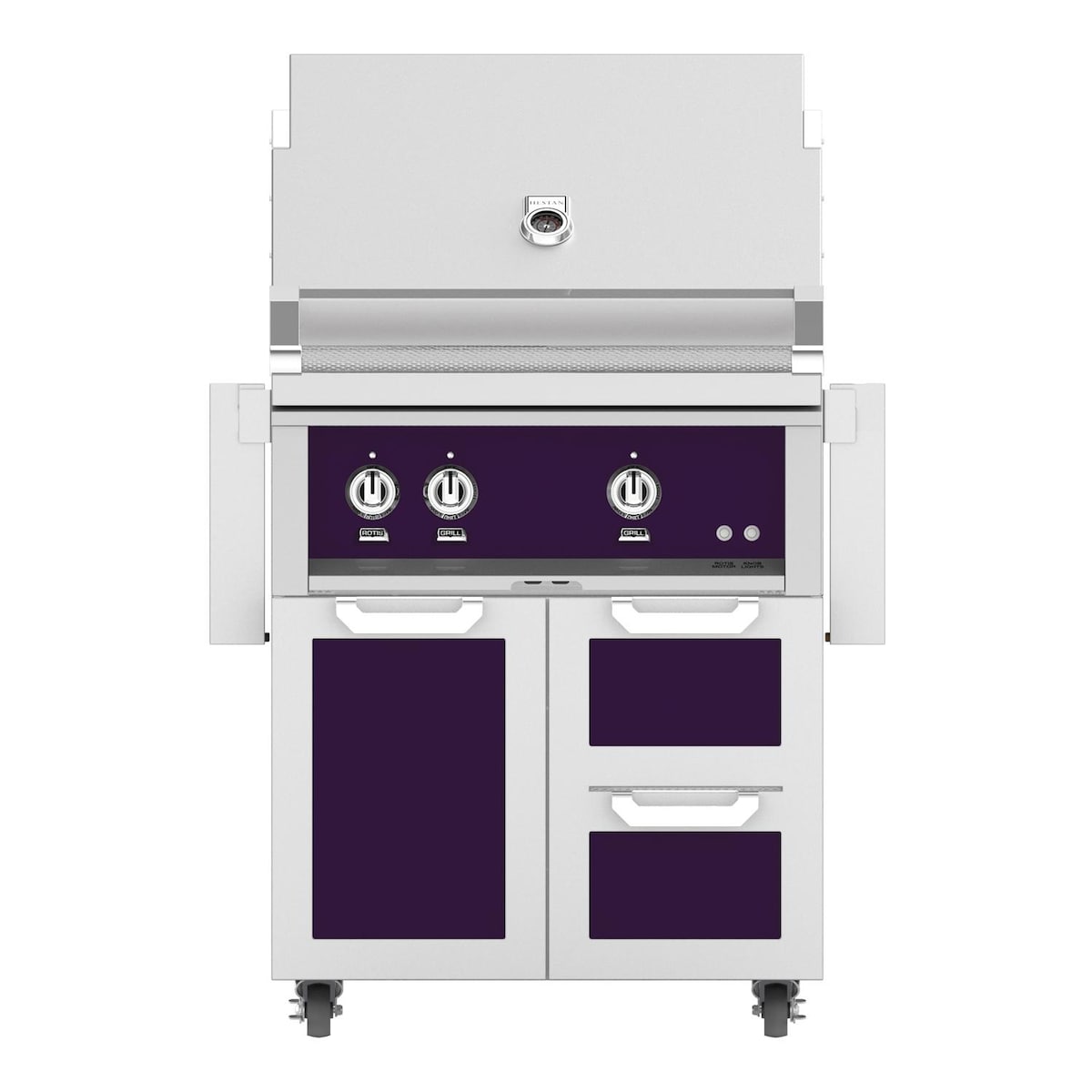 Hestan 30-Inch Propane Gas Grill W/ Sear Burner & Rotisserie On Double Drawer & Door Tower Cart
