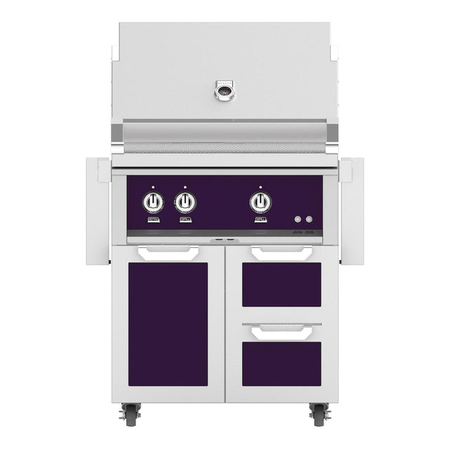 Hestan 30-Inch Natural Gas Grill W/ Rotisserie On Double Drawer & Door Tower Cart