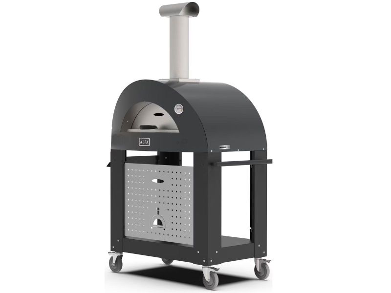 Alfa Moderno 2 Pizze 38-Inch Wood-Fired Pizza Oven and Oven Base - Grey