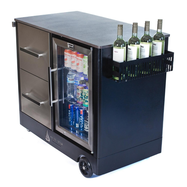 Mont Alpi Mobile Bar Beverage Cart Outdoor Prep Center w/ Refrigerator - MAPCL