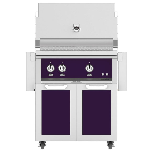 Hestan 30-Inch Propane Gas Grill W/ Rotisserie On Double Door Tower Cart