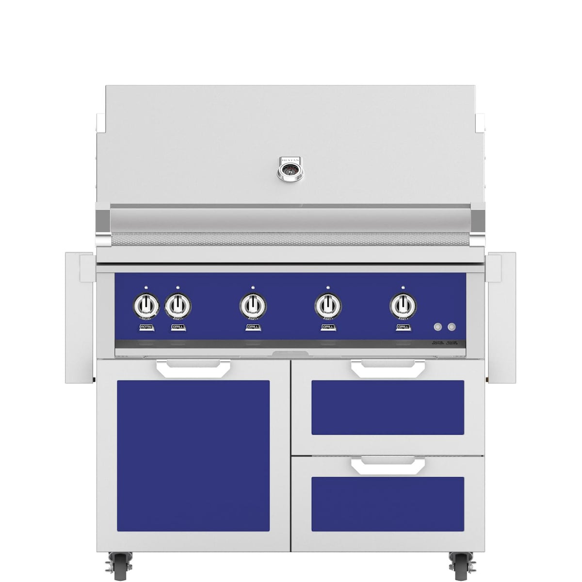 Hestan 42-Inch Natural Gas Grill W/ All Infrared Burners & Rotisserie On Double Drawer & Door Tower Cart