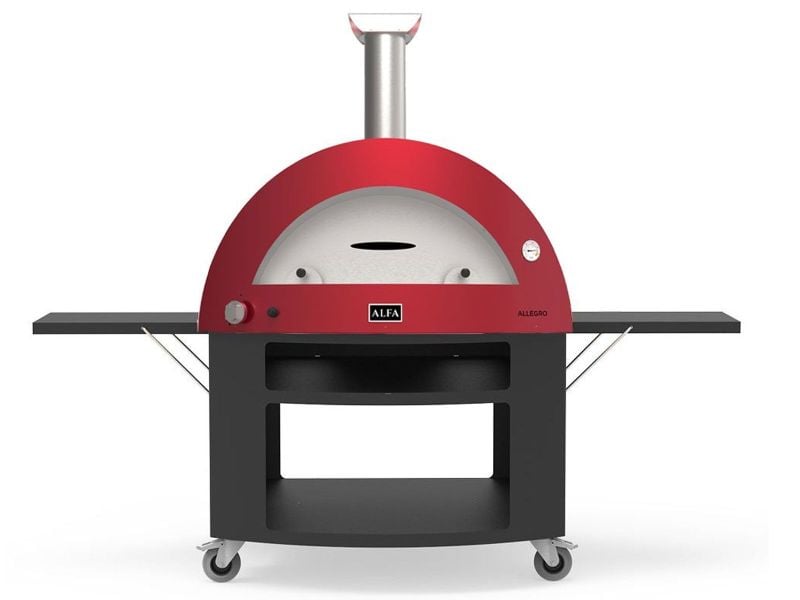 Alfa Moderno 5 Pizze 47-Inch Gas Pizza Oven on Wrinkle Black Base - Ruby Red