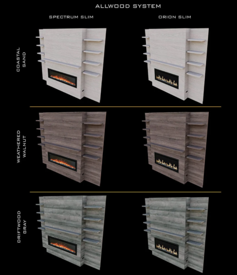 Modern Flames Allwood Media Main Wall System for Spectrum Slimline 60" Electric Fireplace