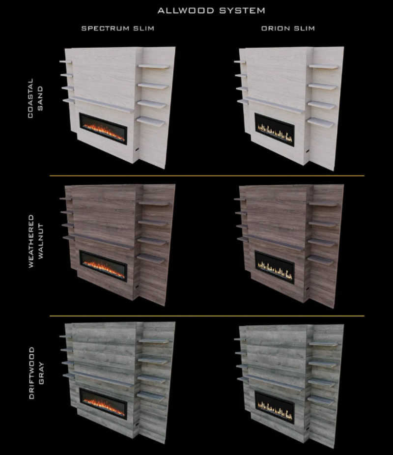 Modern Flames Allwood Media Side Wall System for Orion Multi 60" Virtual Electric Fireplace