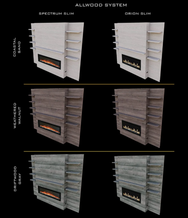 Modern Flames Allwood Media Side Wall System for Orion Multi 60" Virtual Electric Fireplace