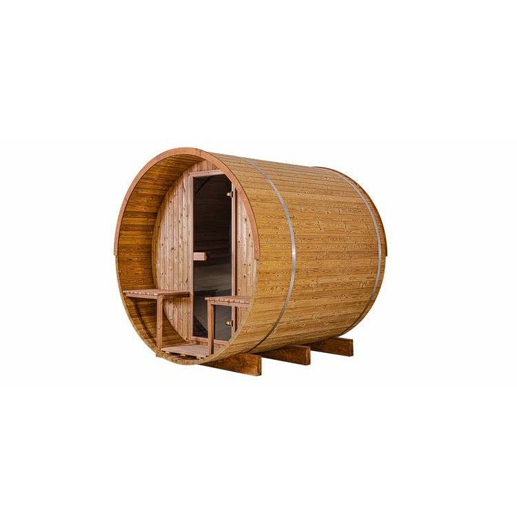 Thermory 4 Person Barrel Sauna No 61 DIY Kit with Porch & 7.5kw Heater
