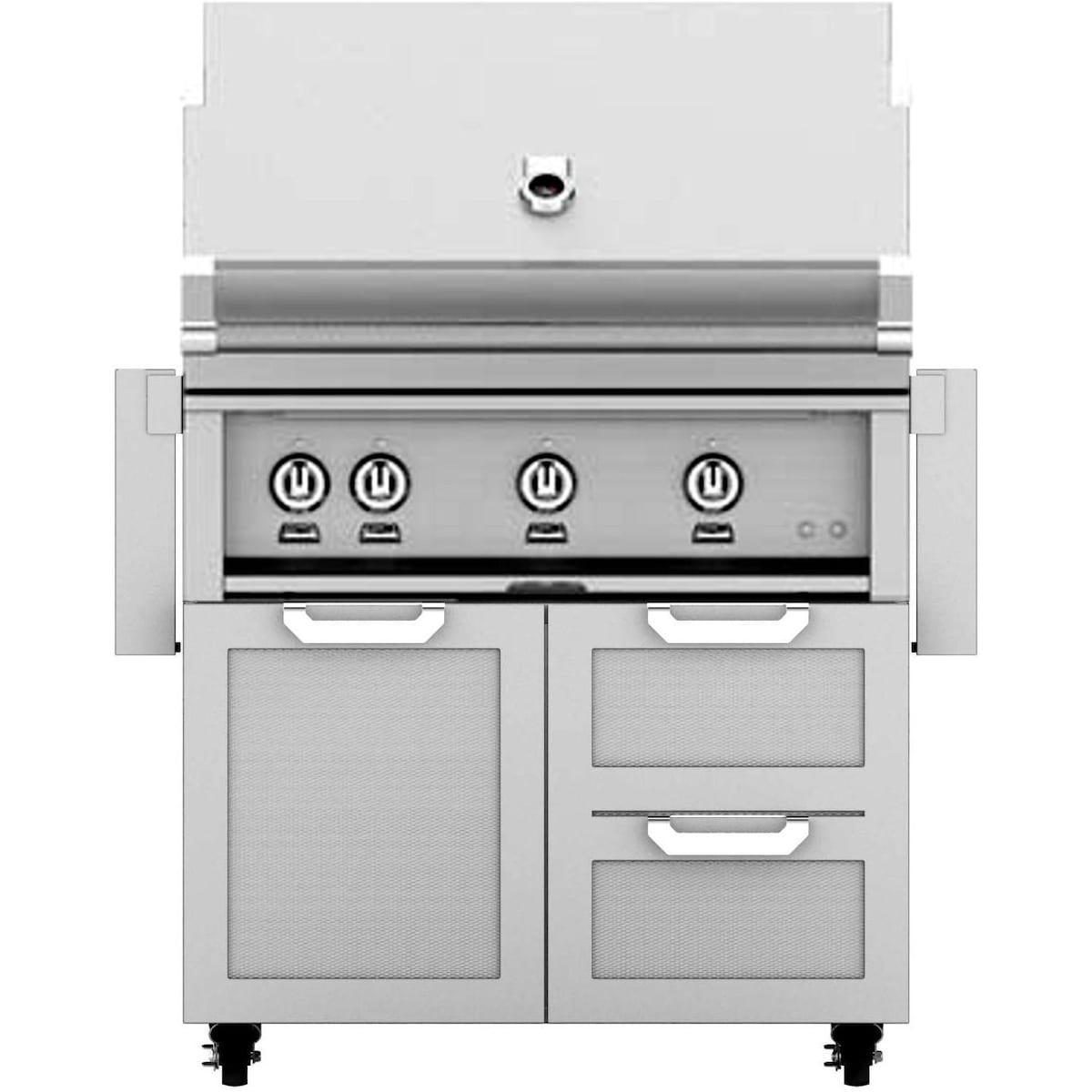 Hestan 36-Inch Natural Gas Grill W/ Rotisserie On Double Drawer & Door Tower Cart