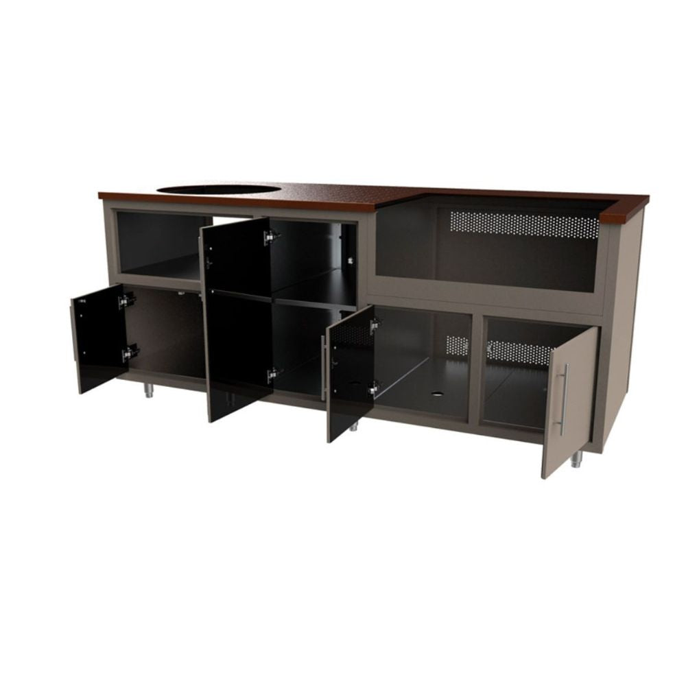 Challenger Designs Coastal 83-KDG Powder Coated Aluminum Kitchen Island for 32 Inch Grill & 21 Inch Ceramic Grill