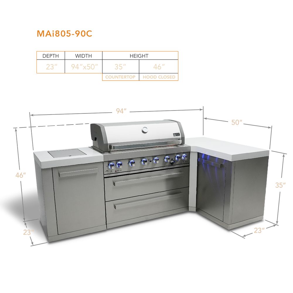 Mont Alpi MAi805-90 6-Burner Island with 90-Degree Corner