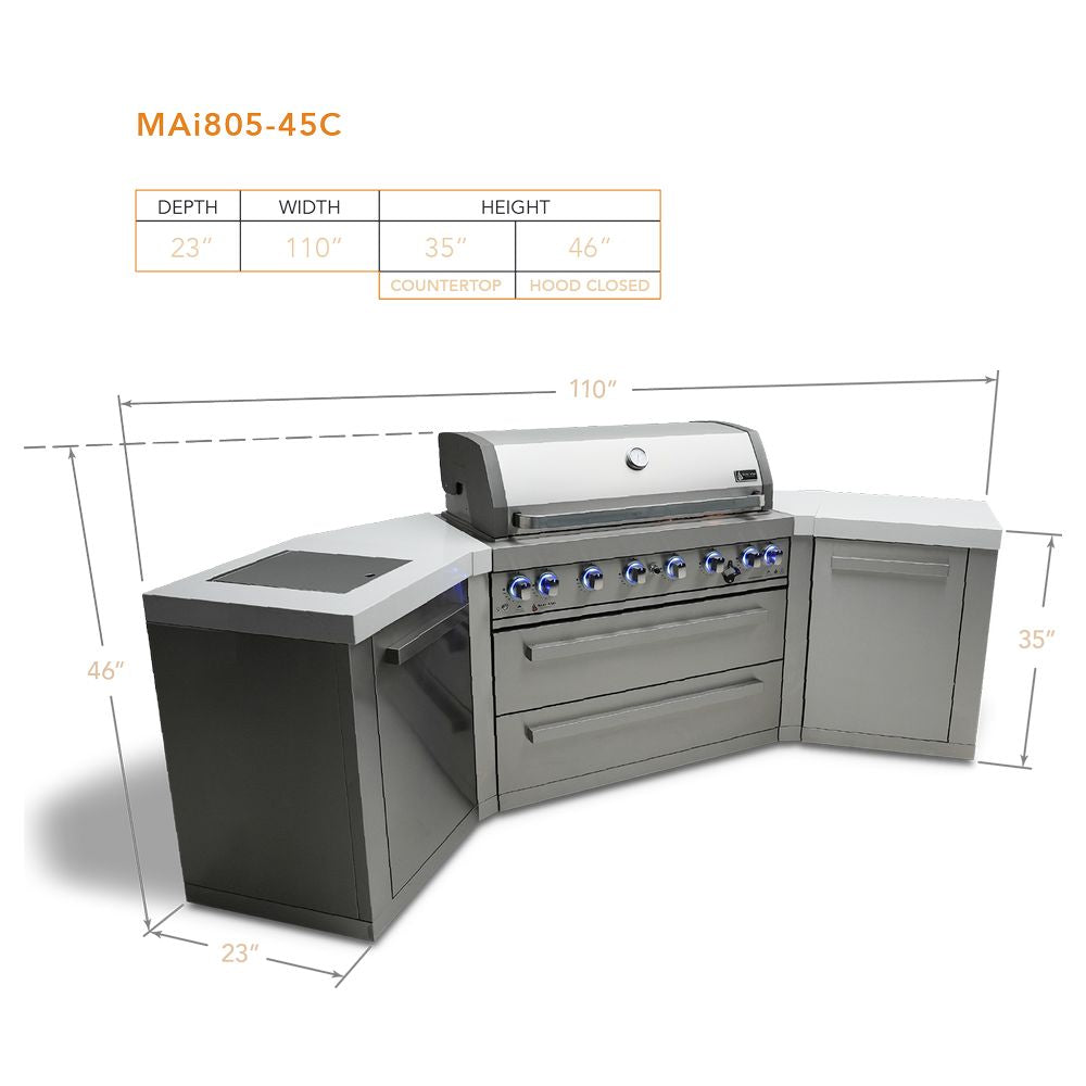 Mont Alpi MAi805-45 Propane 6-Burner Island with 45-Degree Corners