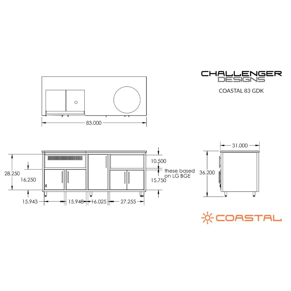 Challenger Designs Coastal Series GDK Outdoor Island with Napoleon BIG32 Gas Grill & Large Egg, White Cabinet Color