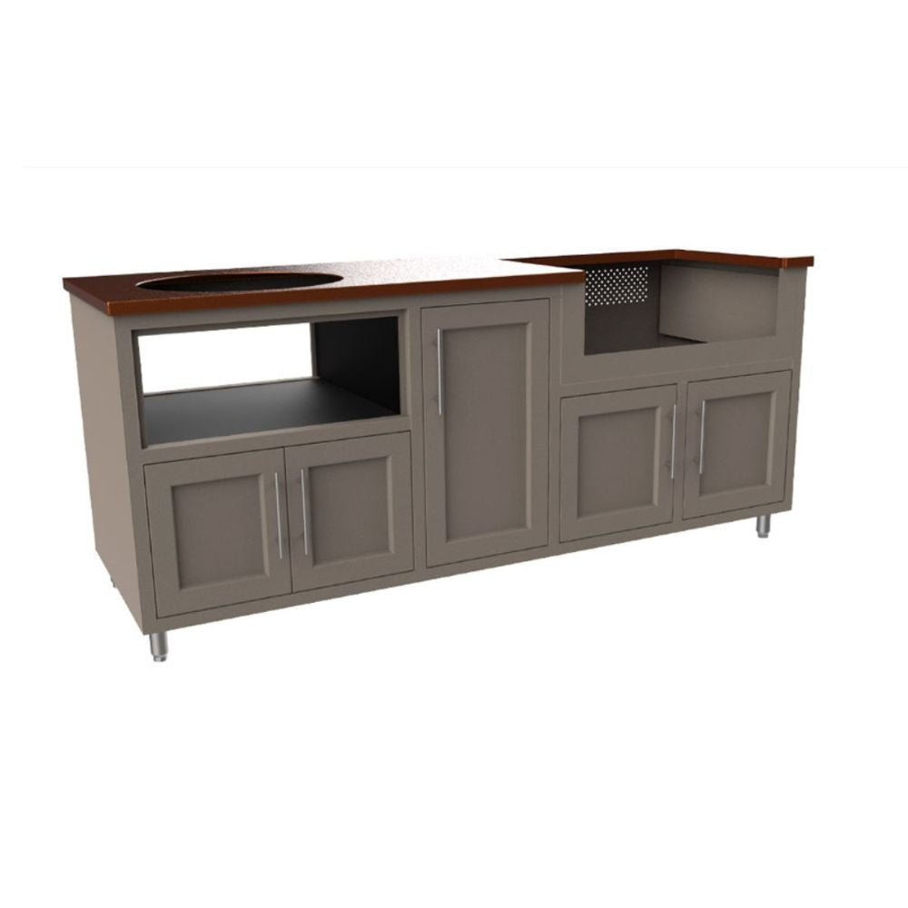 Challenger Designs Coastal 83-KDG Powder Coated Aluminum Kitchen Island for 32 Inch Grill & 21 Inch Ceramic Grill