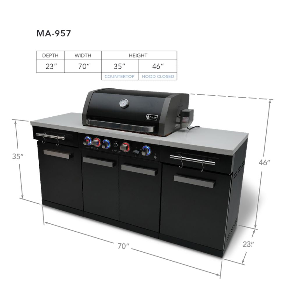 Mont Alpi MA-957 Stainless Steel Outdoor Kitchen Island with 5-Burner Grill