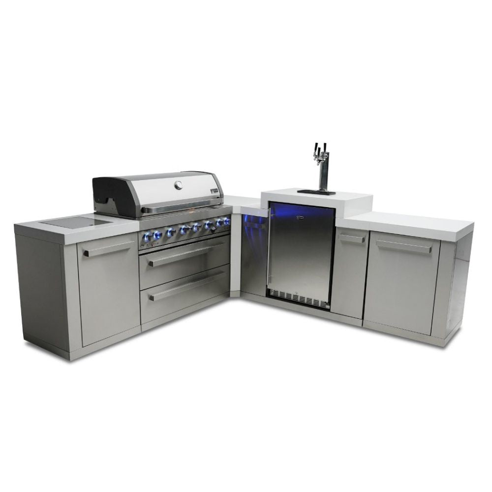 Mont Alpi MAi805-90KEG 6-Burner Island with 90-Degree Corner & Kegerator