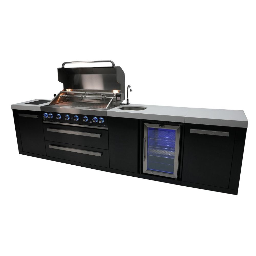 Mont Alpi MAi805-BSSBEV Black, Propane 6-Burner Island with Beverage Center