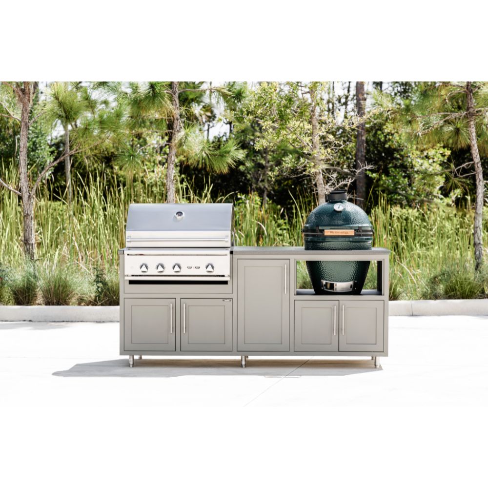 Challenger Designs Coastal Series GDK Outdoor Island with Delta Heat 32" Gas Grill & Large Egg, Grey Glimmer Cabinet Color