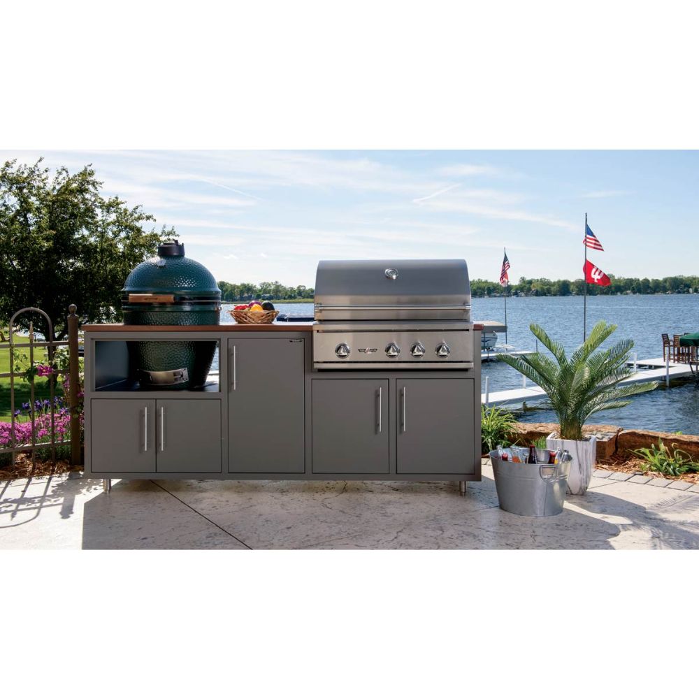 Challenger Designs Coastal 83-KDG Powder Coated Aluminum Kitchen Island for 32 Inch Grill & 21 Inch Ceramic Grill