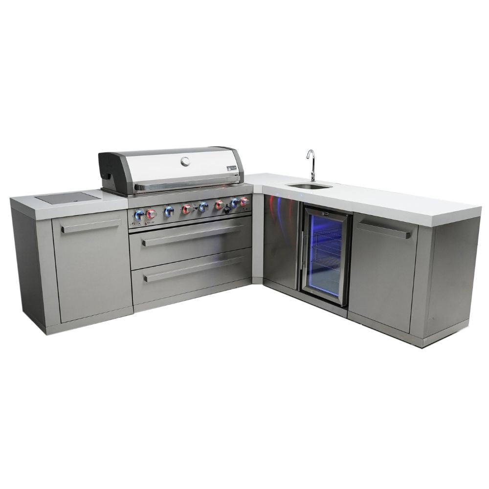 Mont Alpi MAi805-90BEV 6-Burner Island With 90-Degree Corner & Beverage Center