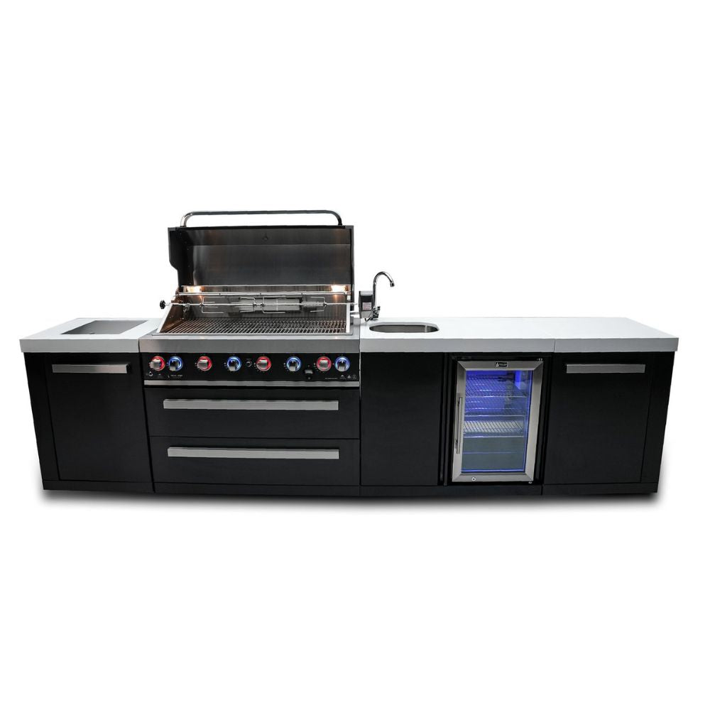 Mont Alpi MAi805-BSSBEV Black, Propane 6-Burner Island with Beverage Center