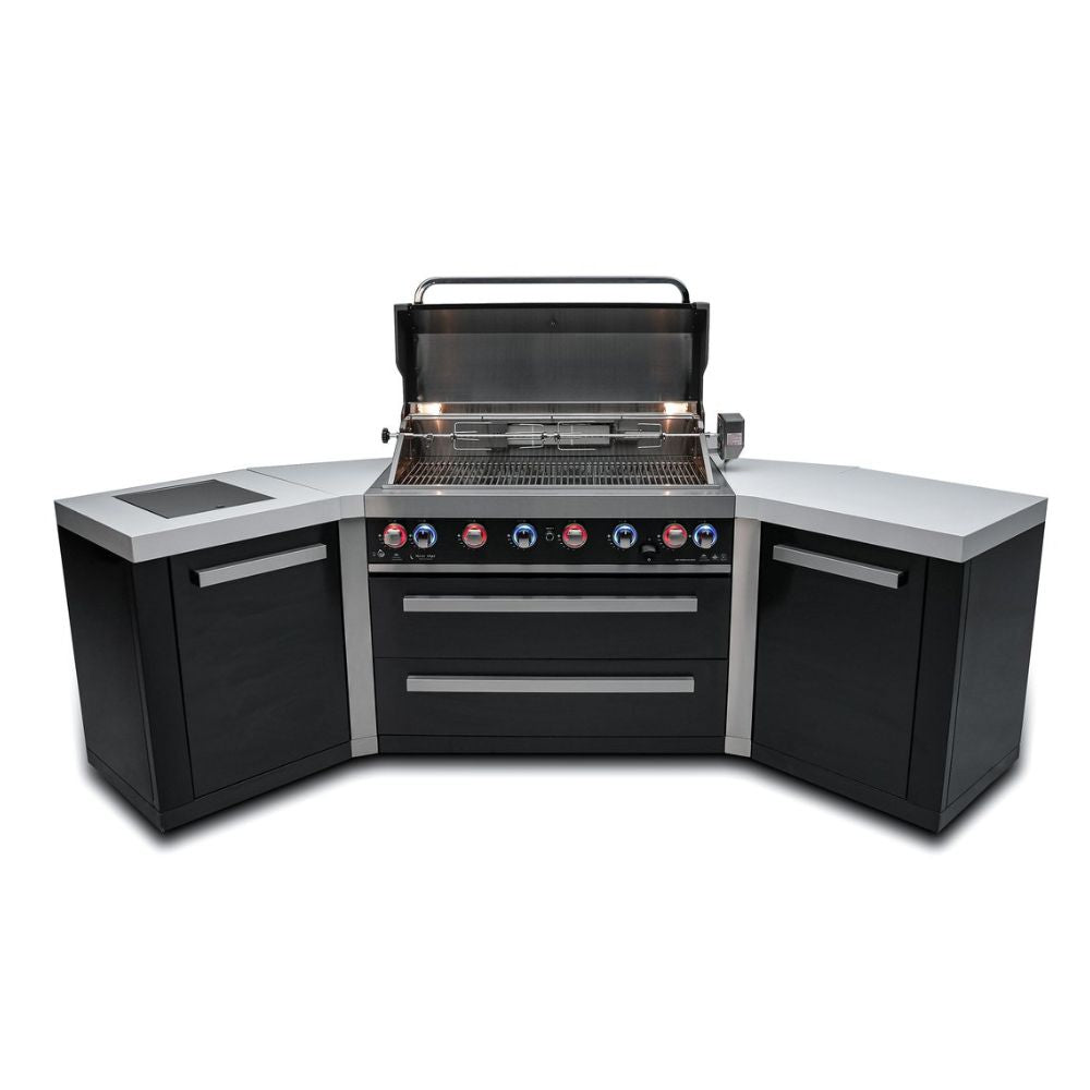 Mont Alpi MAi805-BSS45 Black, Propane 6-Burner Island with 45-Degree Corner