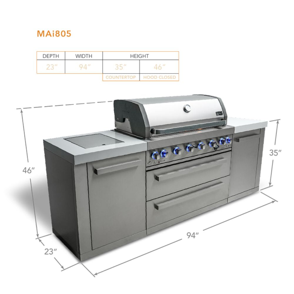 Mont Alpi MAi805 6-Burner Outdoor Kitchen Island