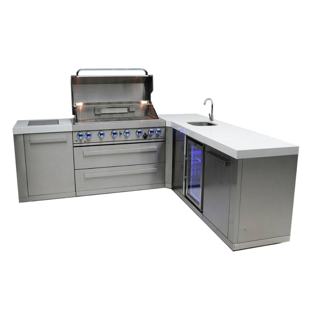 Mont Alpi MAi805-90BEV 6-Burner Island With 90-Degree Corner & Beverage Center