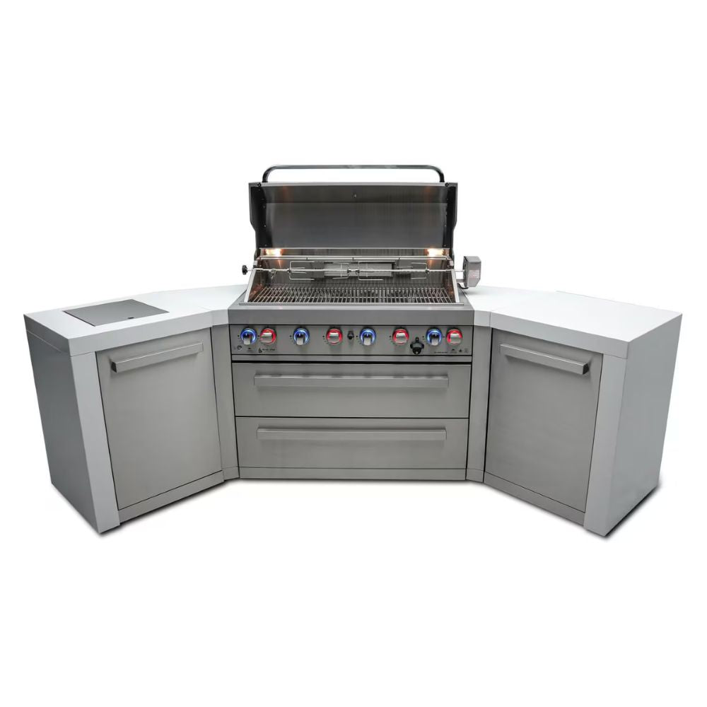 Mont Alpi MAi805-D45 6-Burner Deluxe Outdoor Kitchen Island with 45-Degree Corners