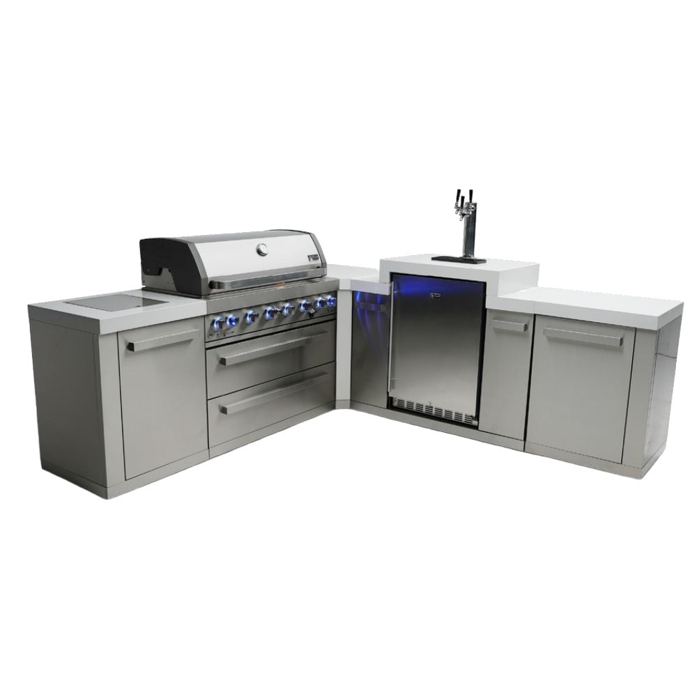 Mont Alpi MAi805-90KEG 6-Burner Island with 90-Degree Corner & Kegerator
