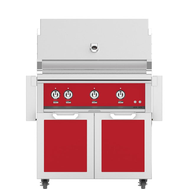 Hestan 36-Inch Natural Gas Grill W/ Rotisserie On Double Door Tower Cart