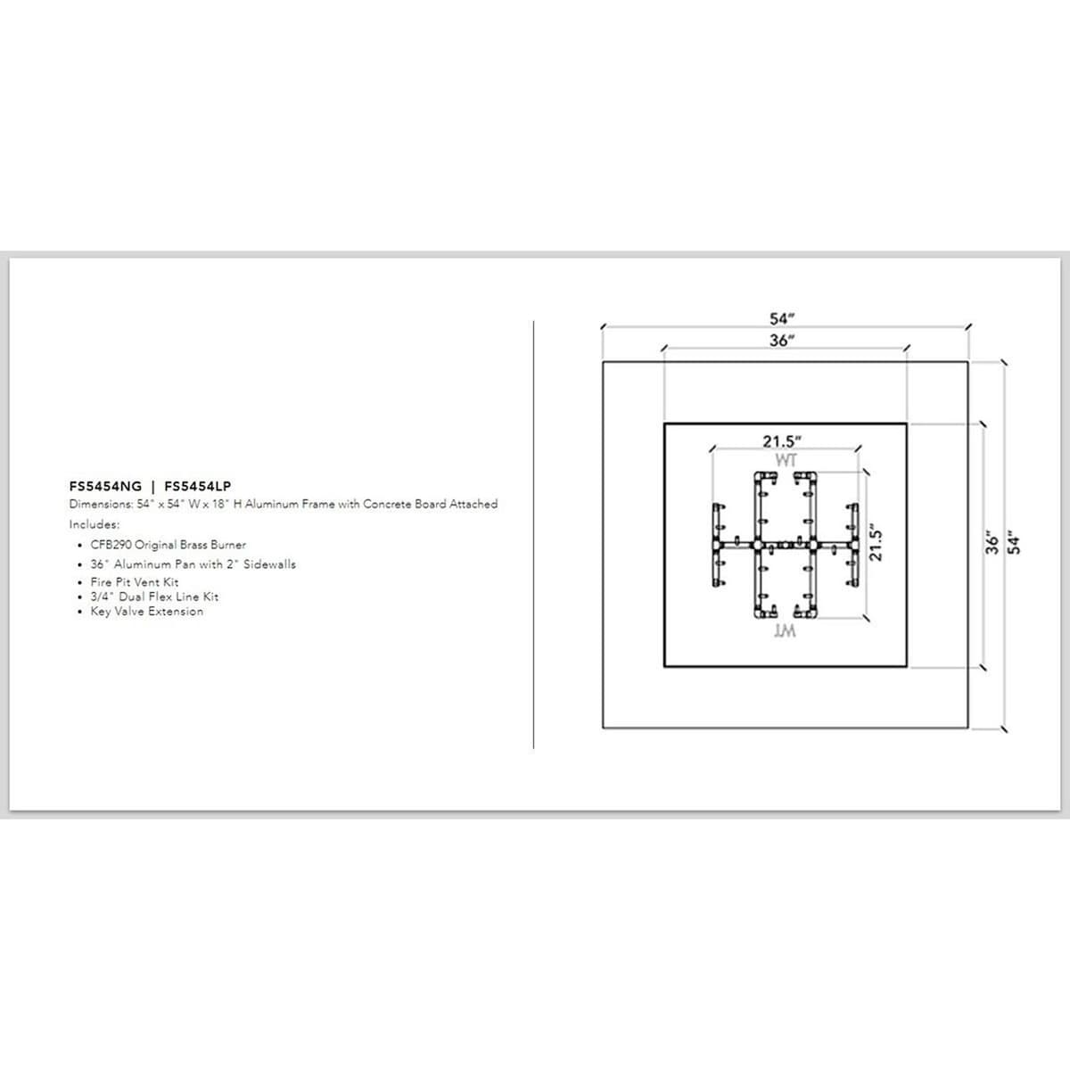 Warming Trends Crossfire Square Ready-to-Finish Fire Pit Kit - 54 Inch