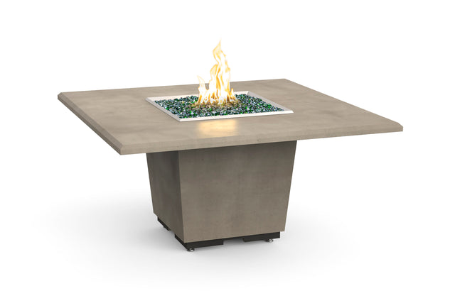 American Fyre Designs 642 Cosmopolitan Square Dining Firetable in Smoke finish, 60 inch square dining height gas fire table