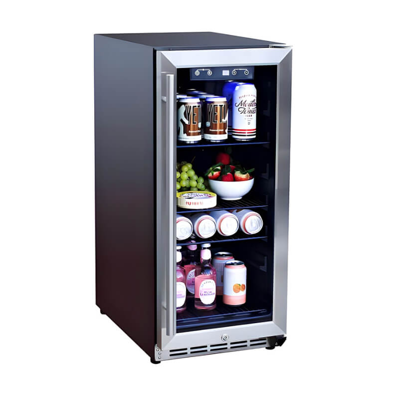 American Made Grills 15 Inch 3.2 Cu. Ft. Outdoor Refrigerator With Glass Door - AMG-RFR-15G