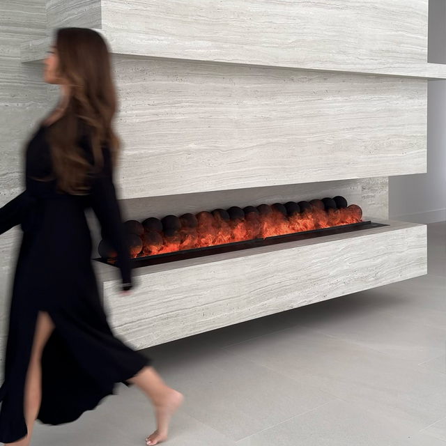 Aquafire water vapor fireplace in a contemporary interior