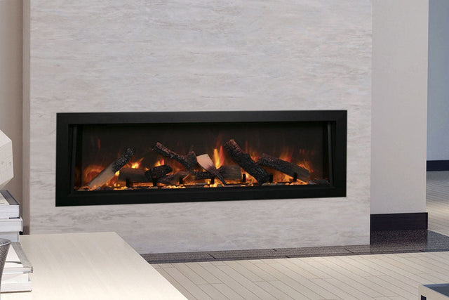Amantii Panorama Deep 50 built-in electric fireplace with oak log set