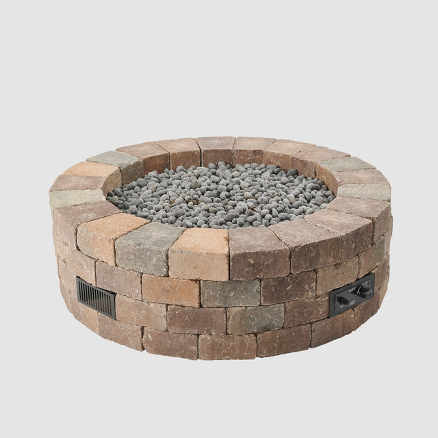 The Outdoor GreatRoom Company Bronson Block Round Gas Fire Pit Kit - 51.25-Inch