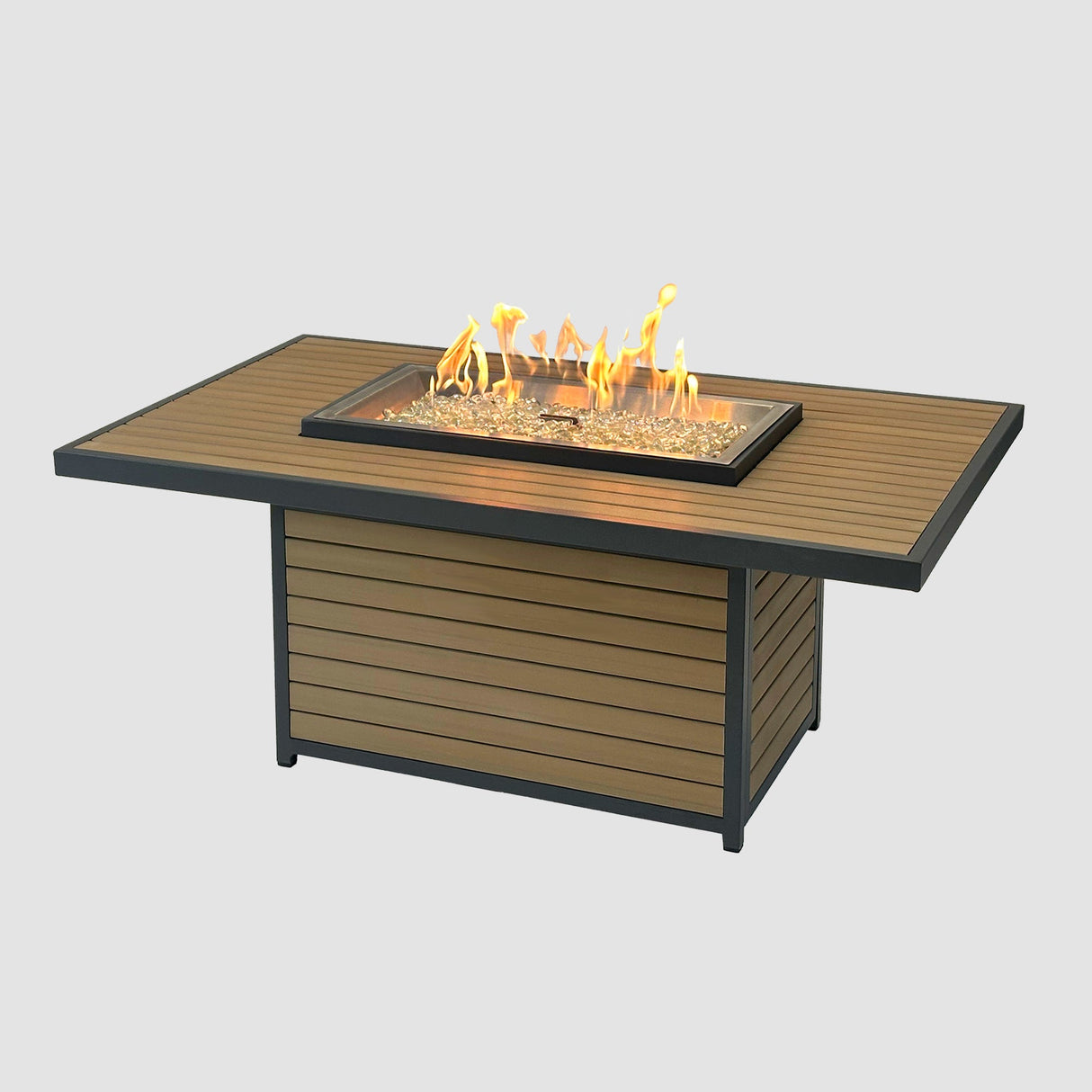 Kenwood and Brooks Rectangular Chat Height Gas Fire Pit Table