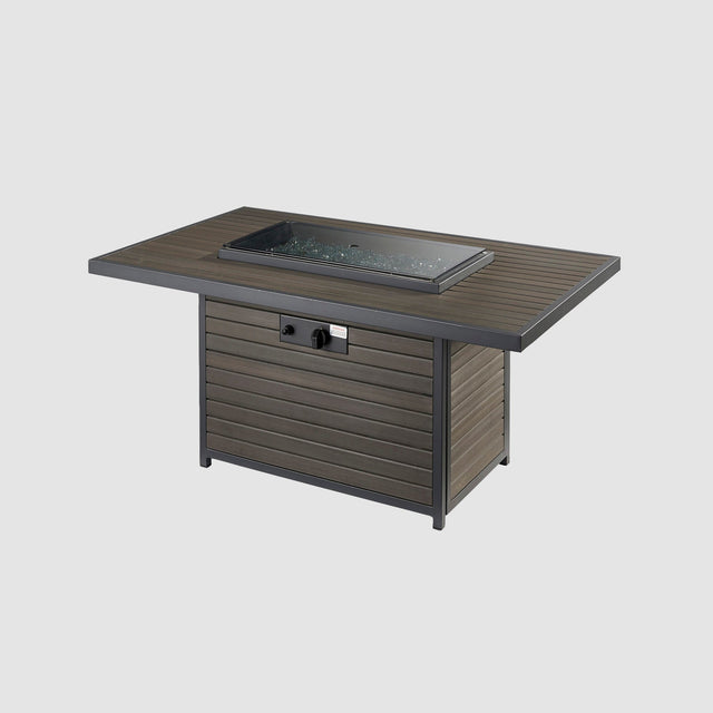 Kenwood and Brooks Rectangular Chat Height Gas Fire Pit Table